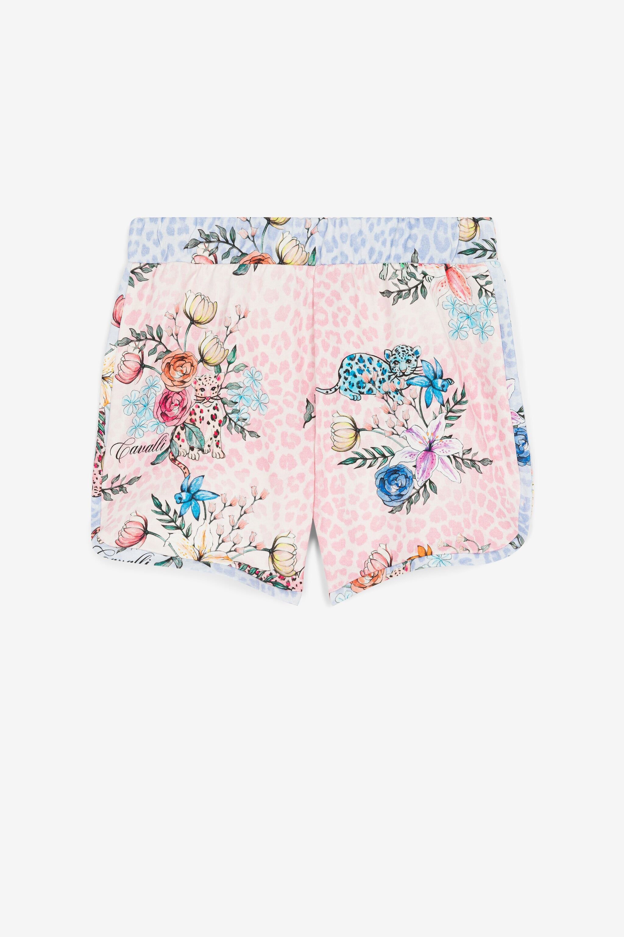 JU Shorts mit Jaguar- und Blumendruck Rosa QJT200-5OF61