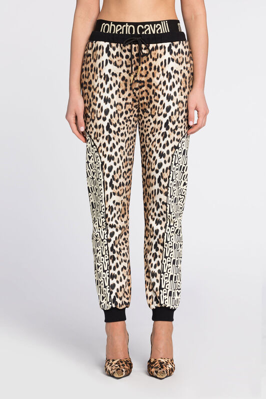 RC Leopard And Logo-Print Cotton Track Pants RC Leopard And Logo-Print Cotton Track Pants Light Brown RKT20A-2OH26