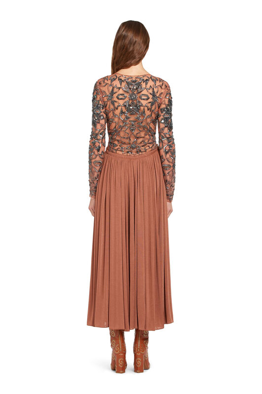 RC Kleid mit V-Ausschnitt und Pailletten Braun IWR122-RT033