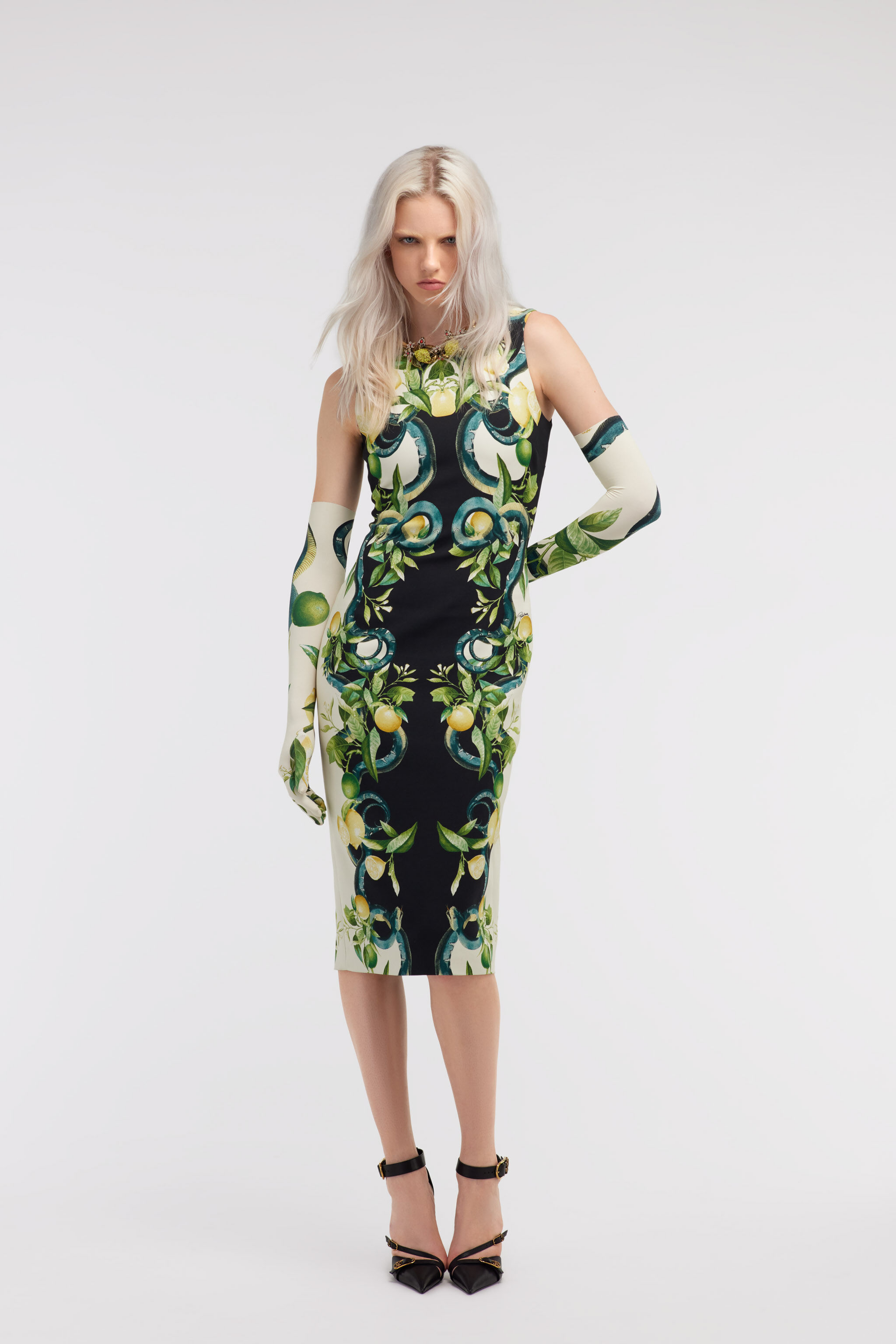 RC Short Lemon print dress Black SKT127-ORL30