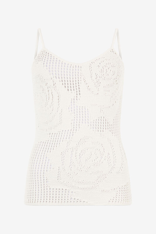 RC Openwork Top With Roses White UKM604-MI001