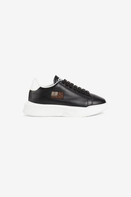 JU Animalier Patchwork-Print Appliqué Sneakers Black/White OJS096-PN003