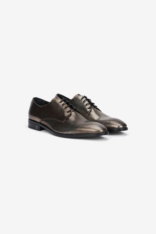 RC Brown Lace-Up Leather Loafers with Python Effect RC Brown Lace-Up Leather Loafers with Python Effect Brown URS051-PZU12