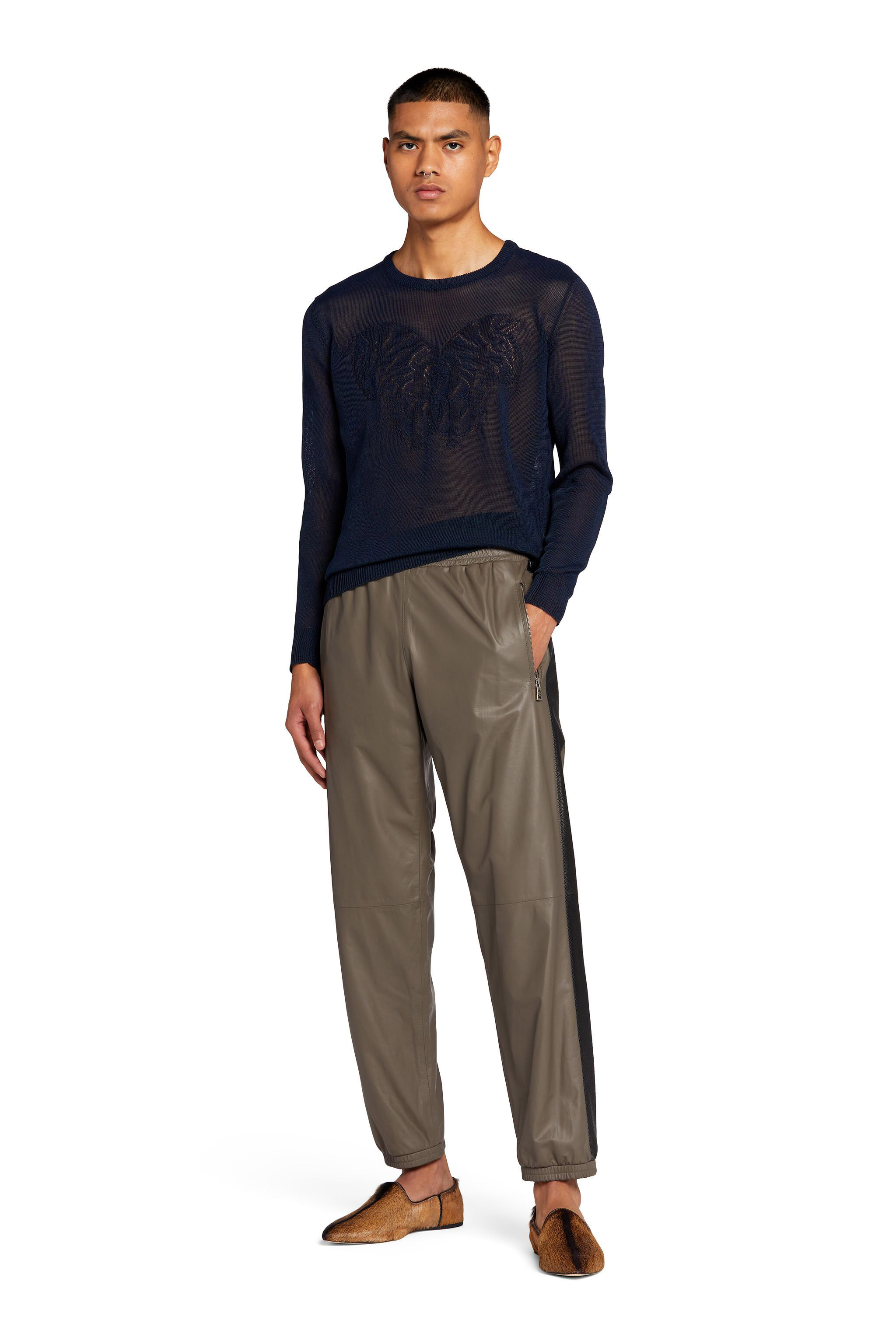 RC Contrast-Stripe Leather Sweatpants IRON KNP210-PN194