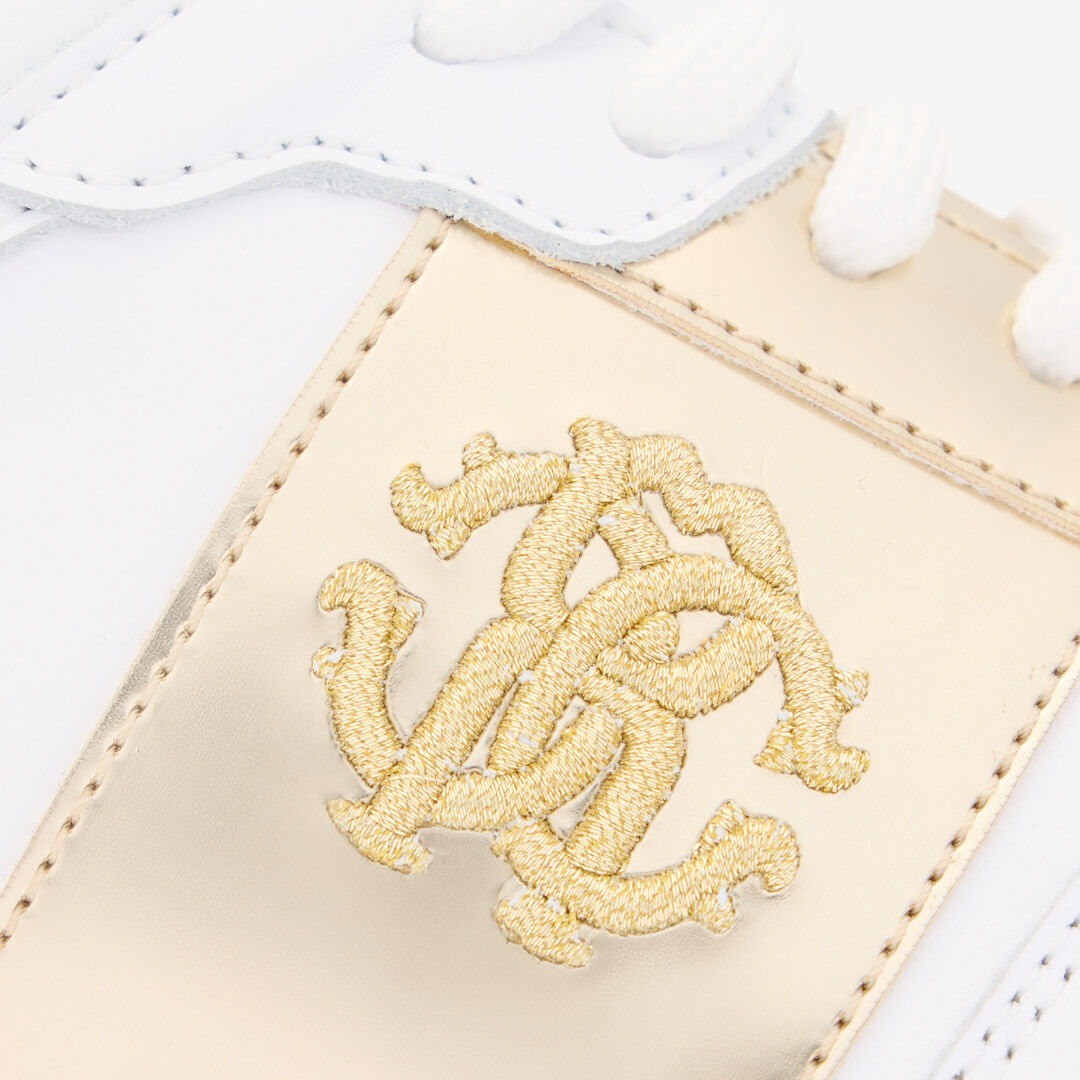 RC White Running Shoes With Gold Monogram RC MILKY WHITE/SILVER QOS01H-PZO15
