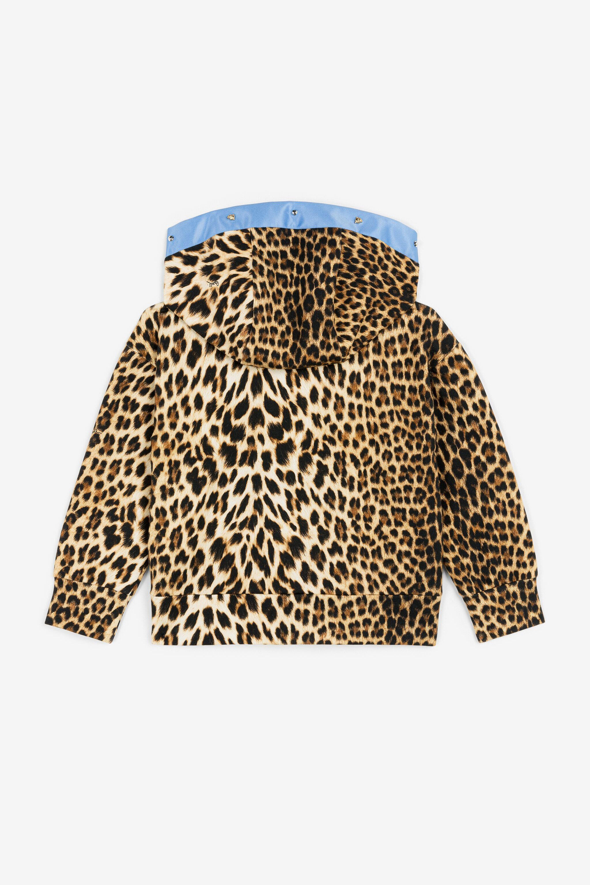 JU Felpa con borchie e stampa Leopard Marrone chiaro OJT962-ISA2J