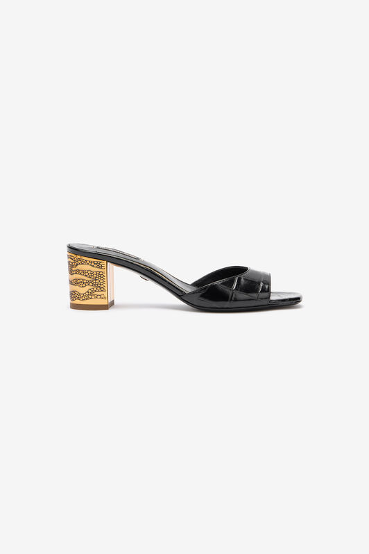 RC Mules with Gold Chunky Heel RC Mules with Gold Chunky Heel Black VKS027-PZ579