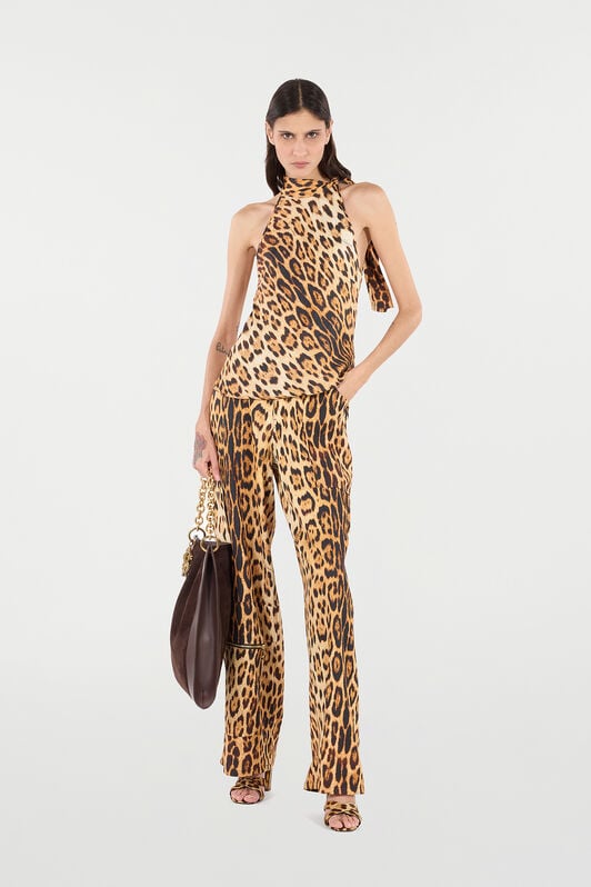 RC Halter Top with Jaguar Skin Print RC Halter Top with Jaguar Skin Print Brown VKT611-LXP73