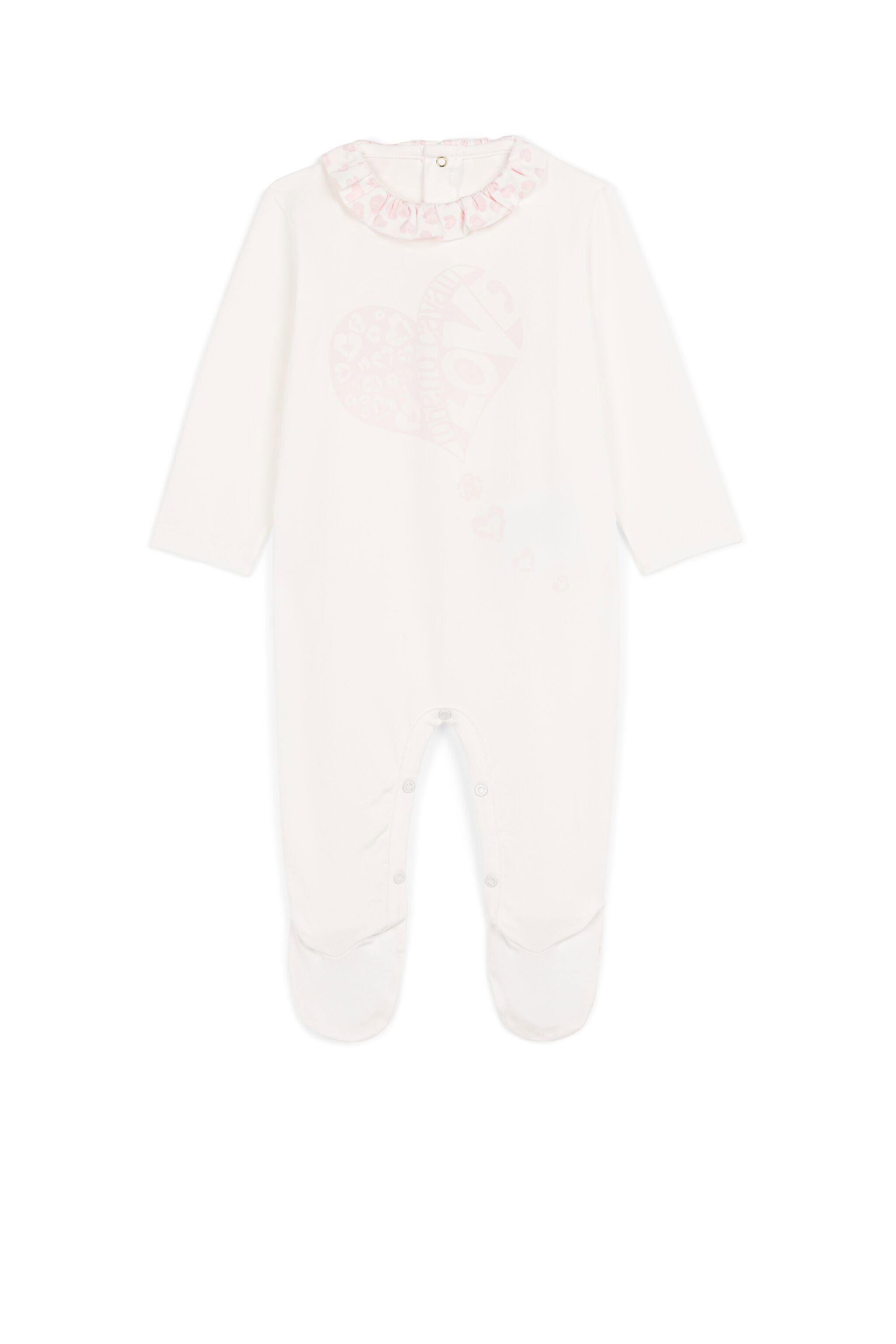 JU Logo And Heart-Print Babygrow White KJT808-JV025