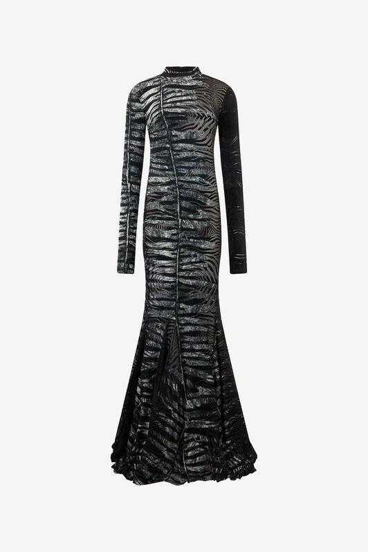 RC Long See-Through Dress With Zebra Pattern Black/White UKT144-CPN50