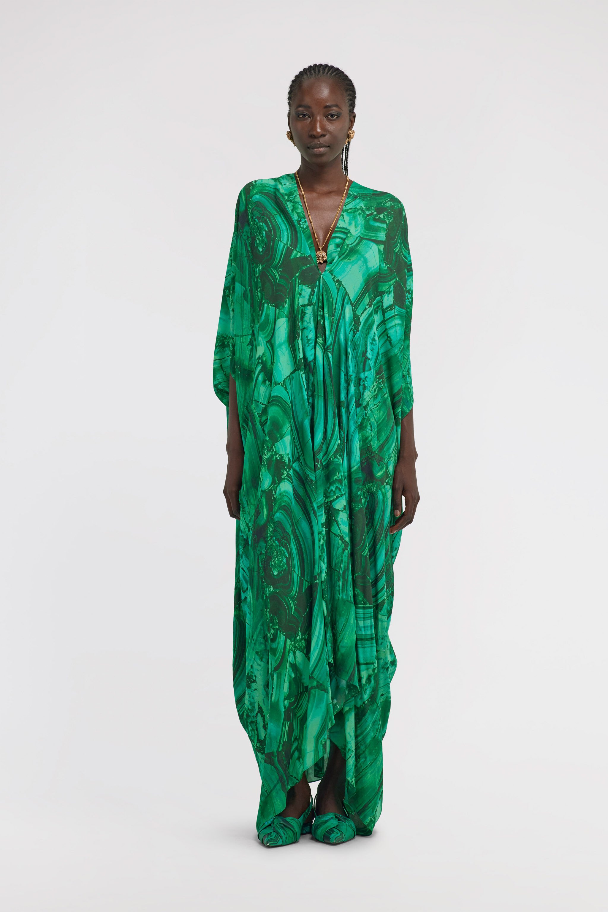 RC Malachite Print Long Kaftan Green TKT181-7HN06