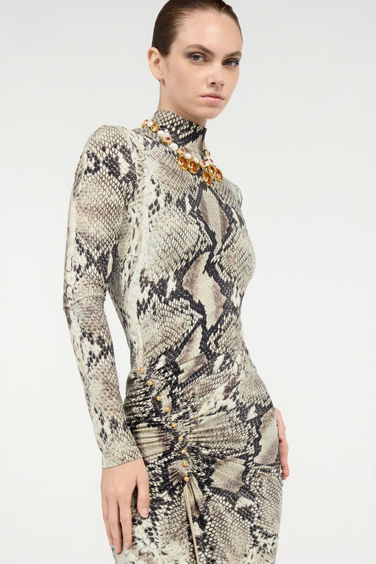RC Midi Dress with Python Print Marrón claro VWT158-LNQ75