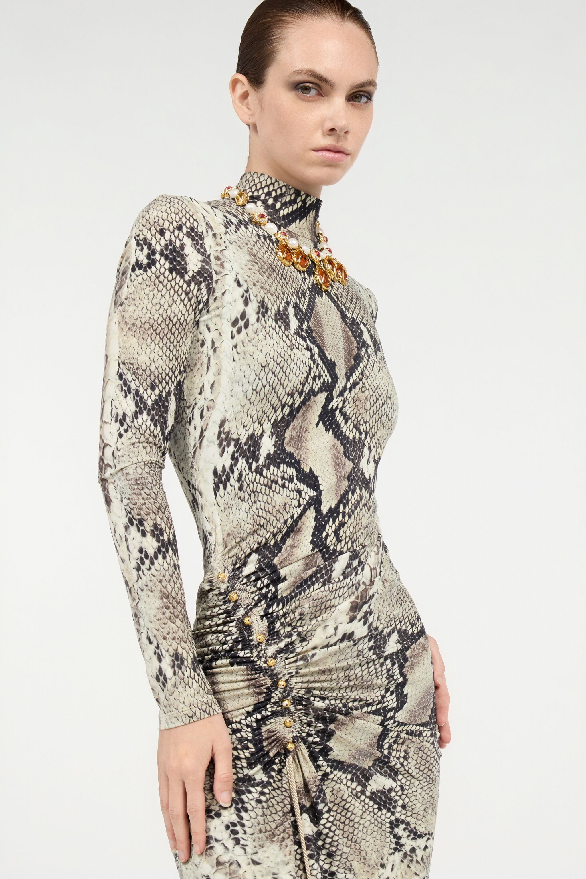 RC Midi Dress with Python Print Marrón claro VWT158-LNQ75