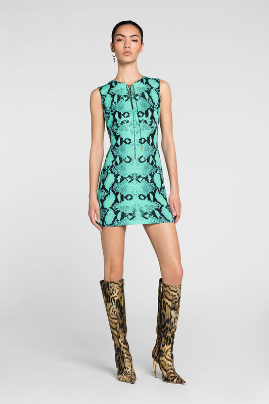 RC Mini-robe à imprimé python et lacets RC Mini-robe à imprimé python et lacets Bleu clair PKT111-LNE38