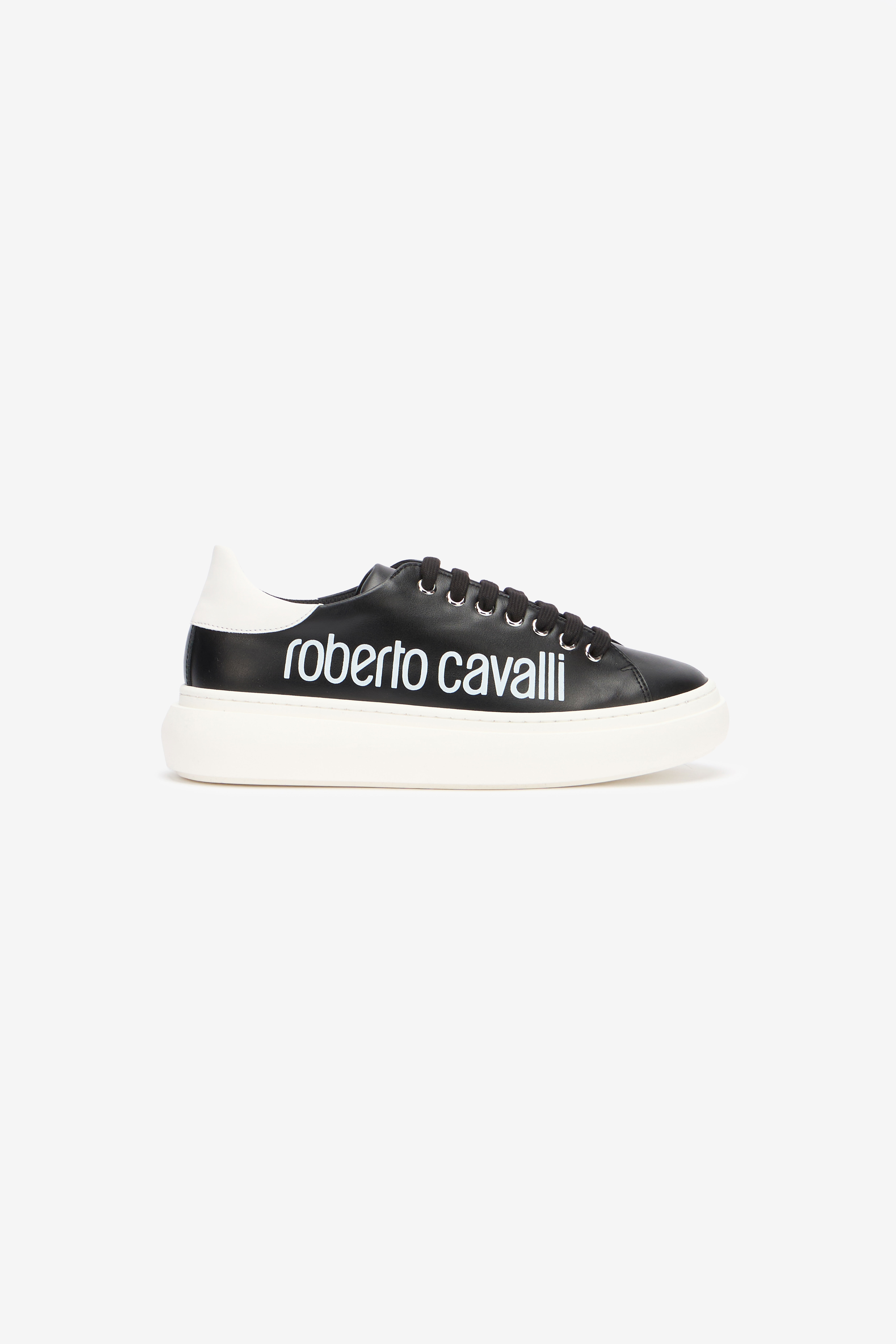 RC Black Leather Sneaker With Logo BLACK/WHITE QOS01I-PZO16