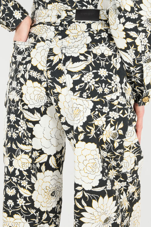 RC Pants with All-Over Floral Print Black/White VQJ207-DAP71