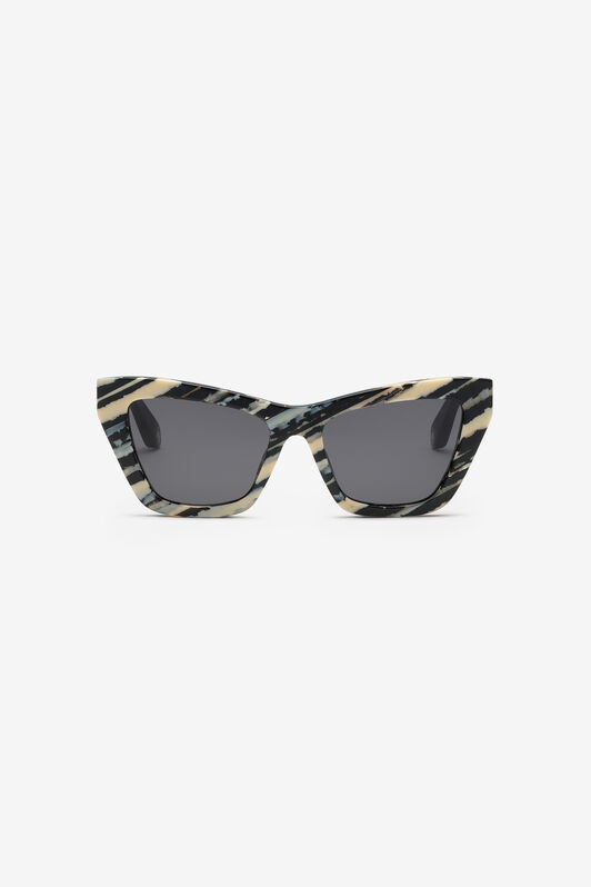 RC Sonnenbrille mit glatter Vorderseite und Matelassè-Effekt an den Bügeln RC Sonnenbrille mit glatter Vorderseite und Matelassè-Effekt an den Bügeln SHINY ANIMAL FANTASY UALD03-ID198