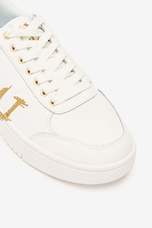 JC Sneakers With Golden Graffiti Logo White/Gold UFS039-UF361