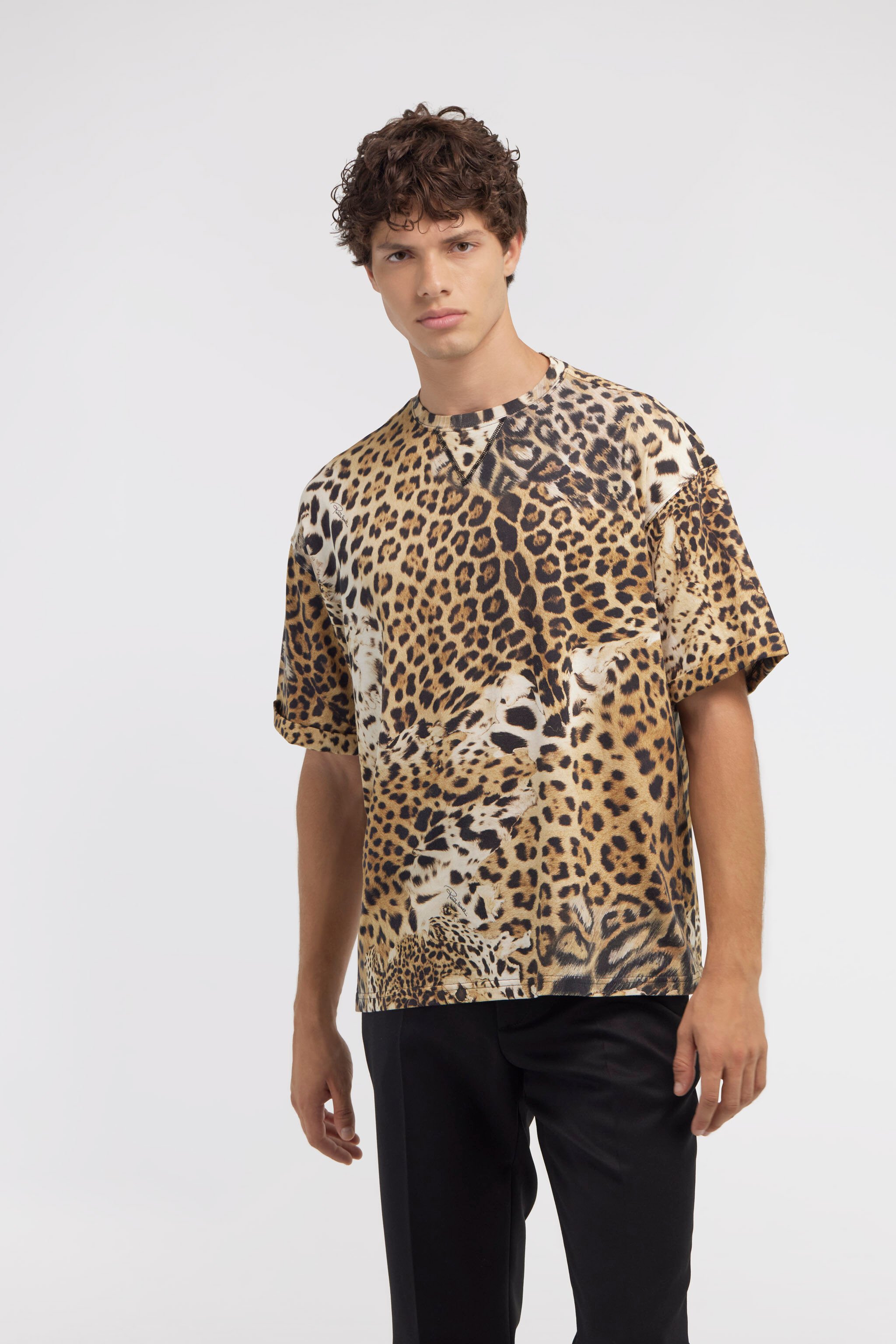 RC T-shirt with Jaguar Skin print Light Brown SRT62E-3PH91
