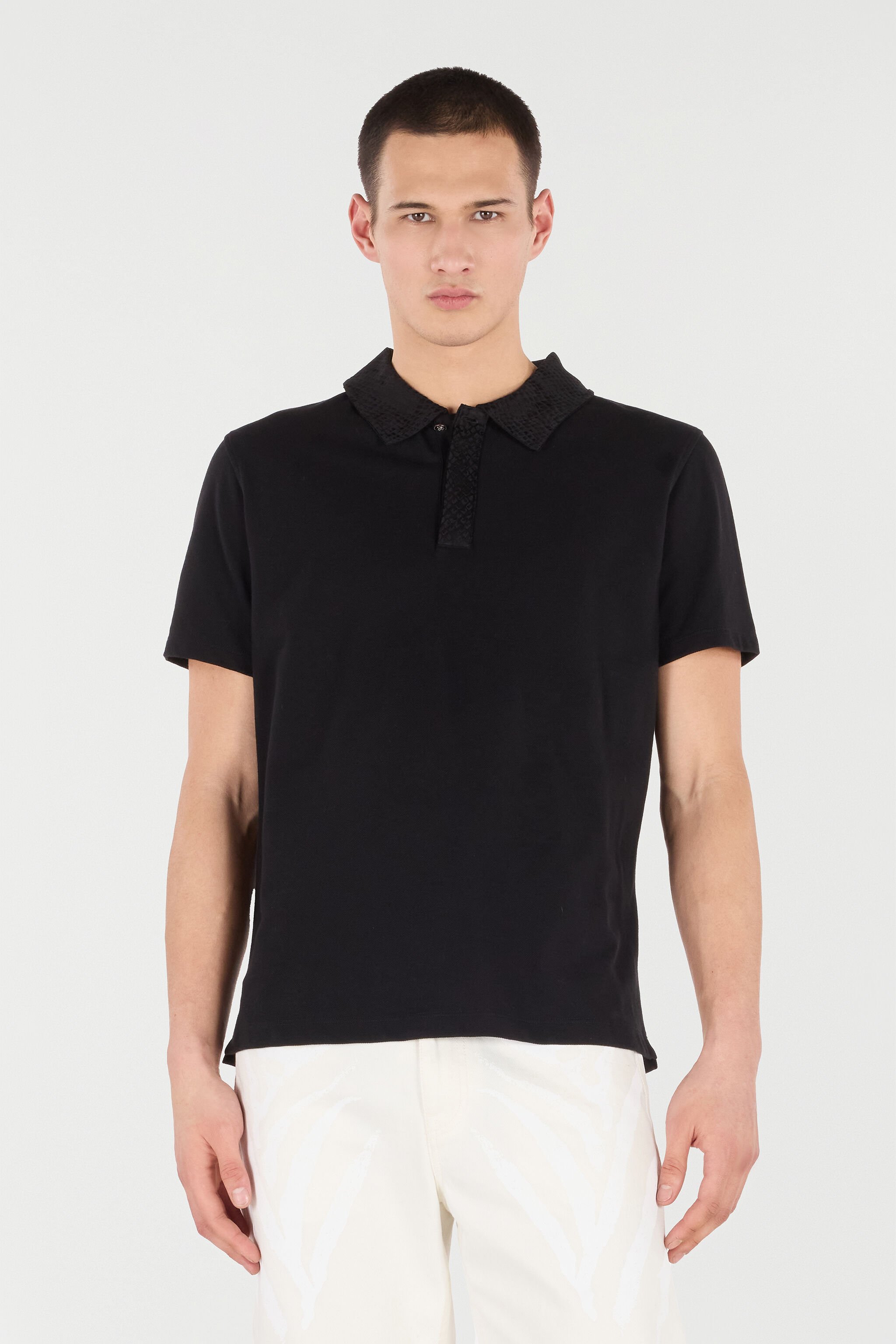RC Polo With Snake Scale Embellishment Black URT64G-KB002