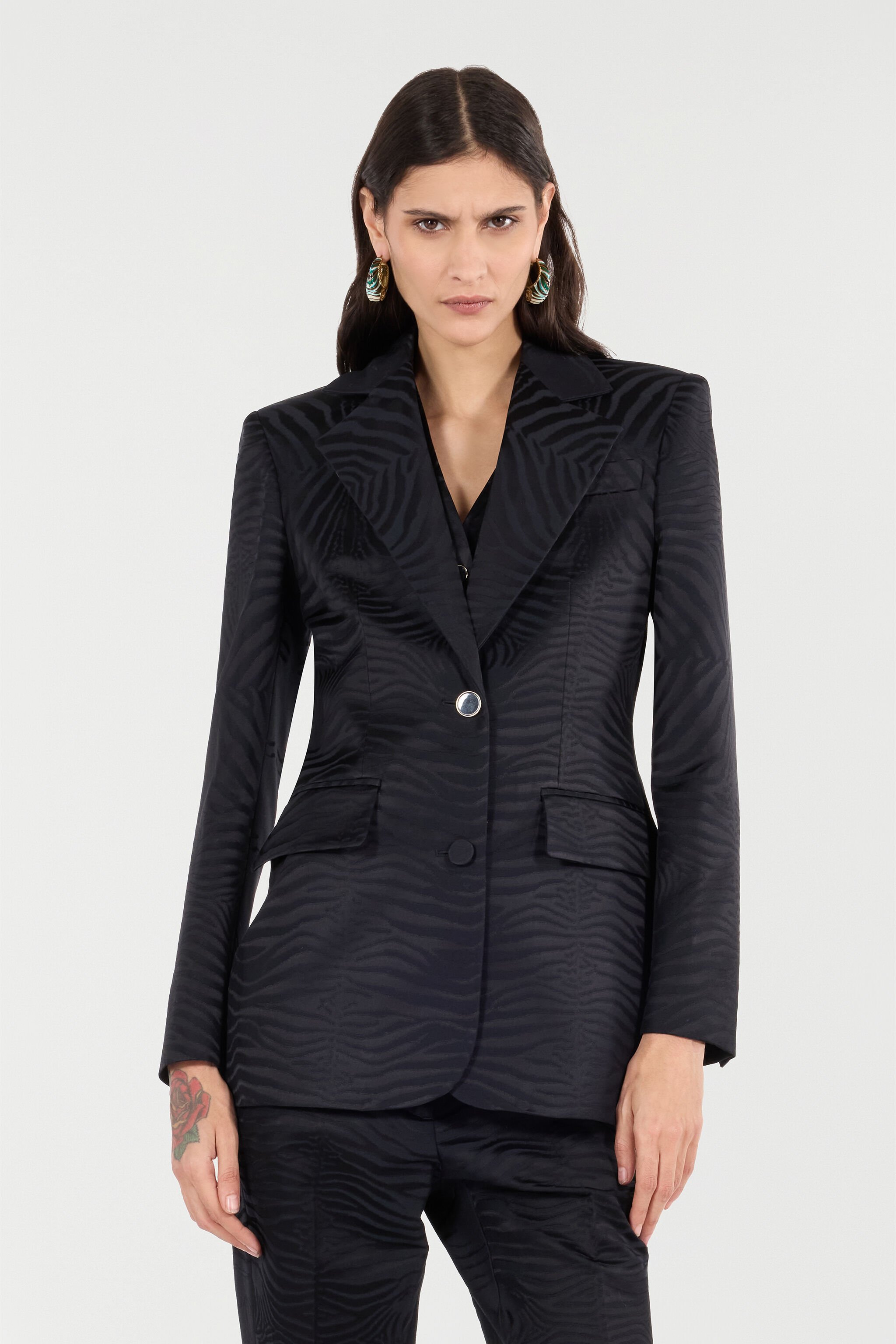 RC Blazer With Solid-Color Tiger Skin Design Black UKT405-TJ033