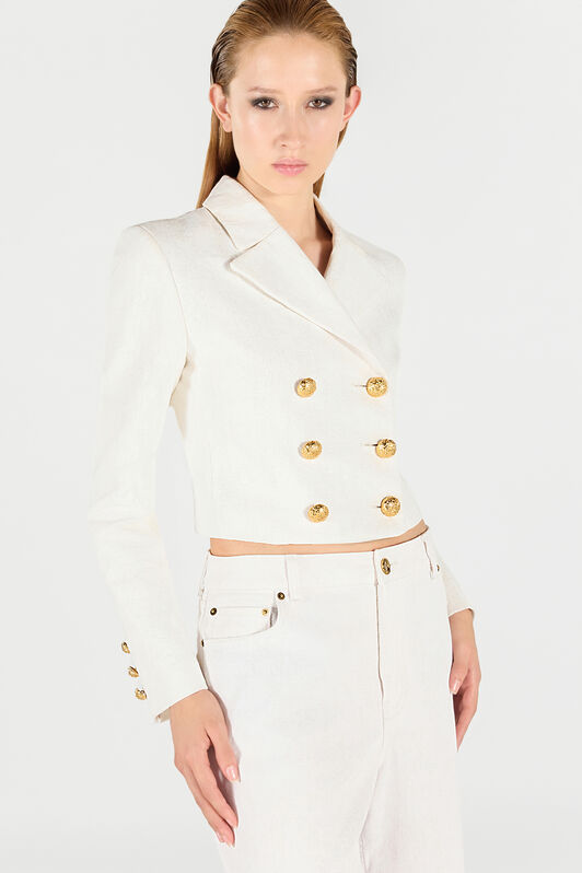 RC Kurze Jacke mit Wall-Print Weiß UWT403-LG016