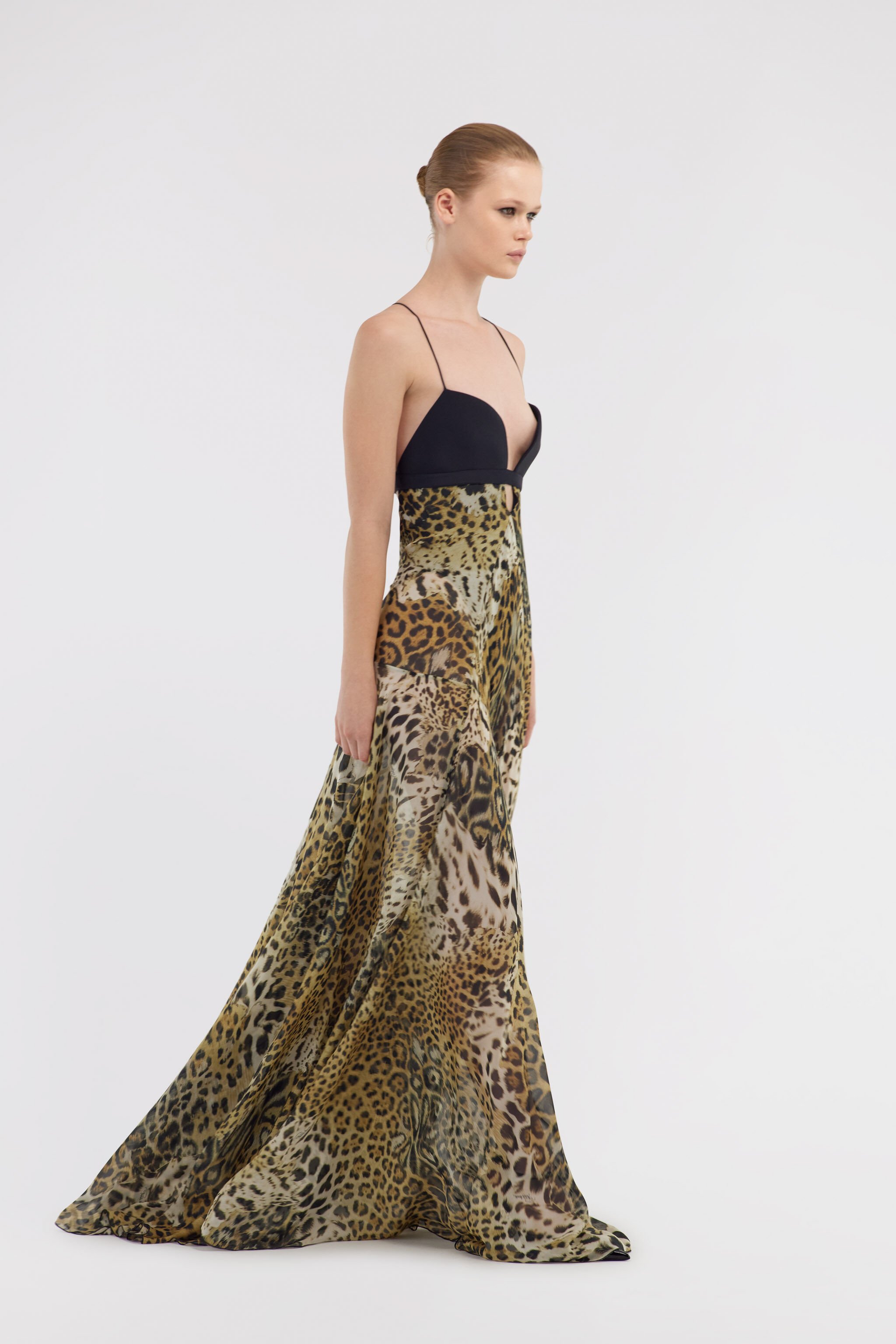 RC Long dress Jaguar Skin print Light Brown SKT118-CTG34