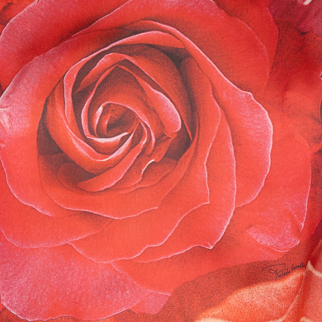 RC Langes Kleid mit Print Rose Rot UKT180-CTN48
