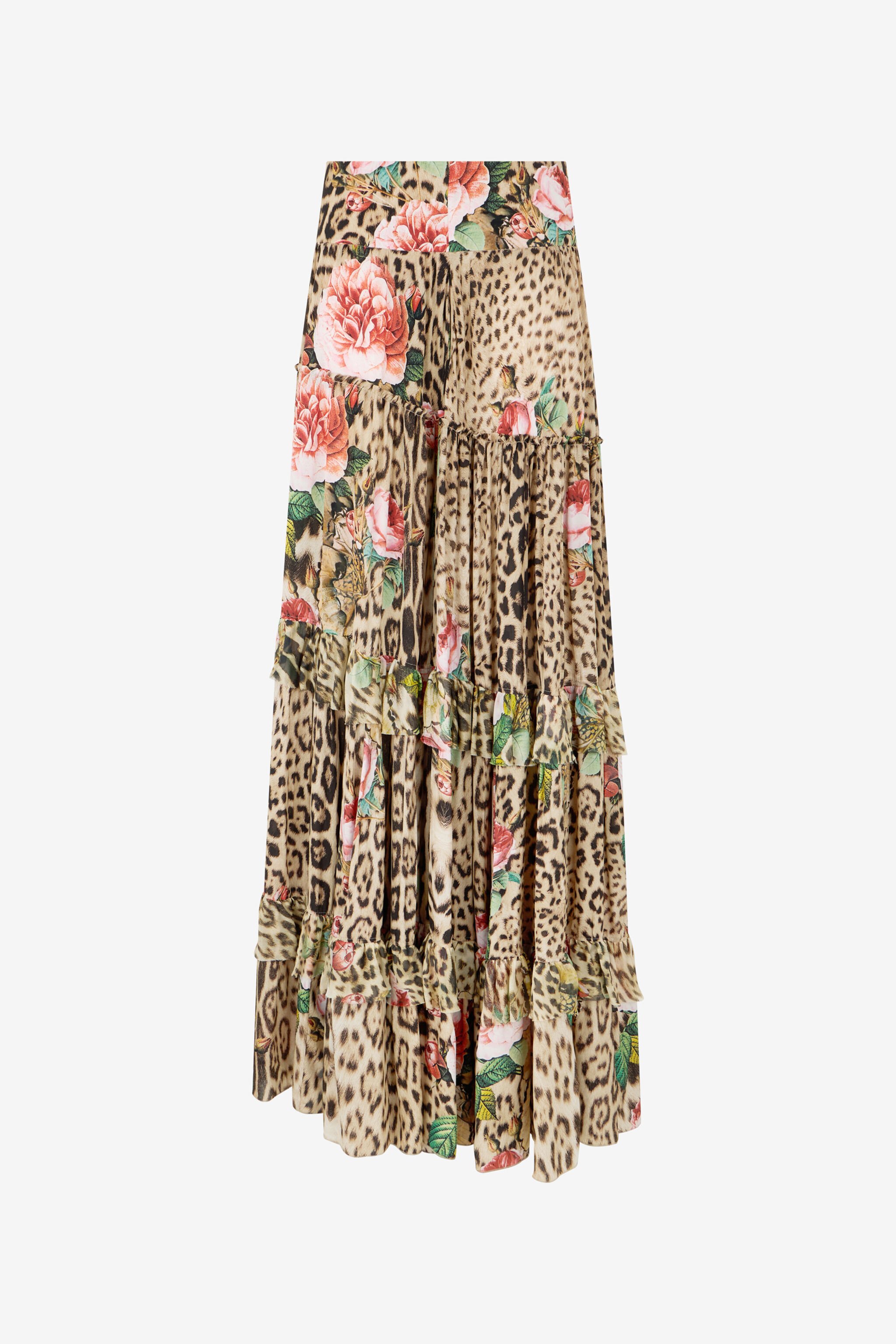 RC Long Skirt With Jaguar Roses Print NATURAL XQT302-7HT24