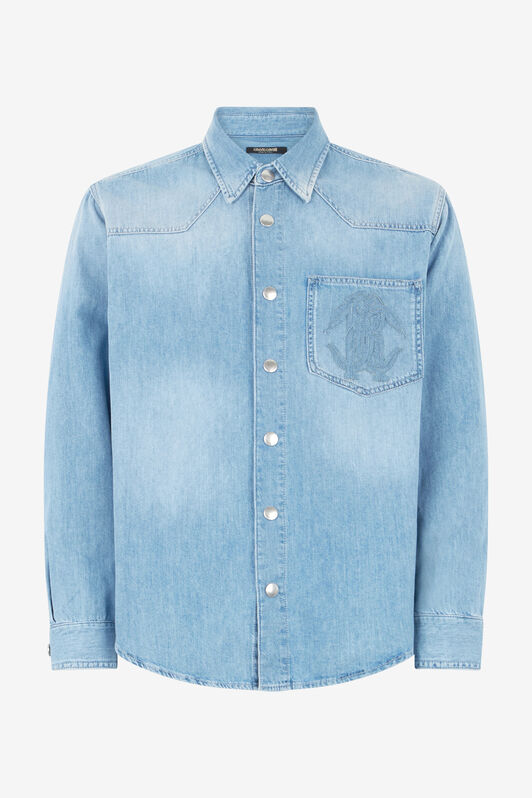 RC Denim Shirt With Mirror Snake Monogram Light blue URJ728-DL006