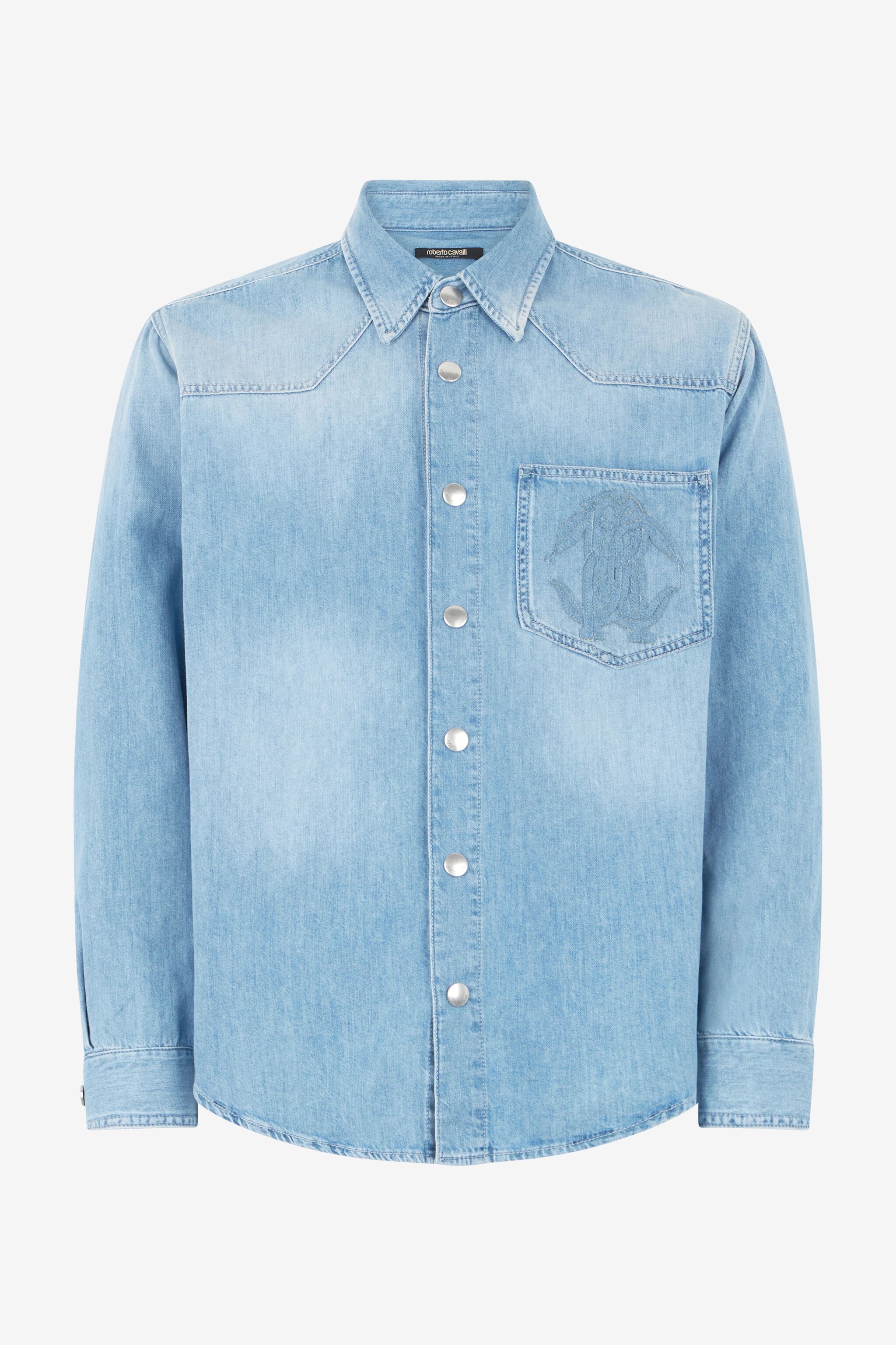 RC Denim Shirt With Mirror Snake Monogram Light blue URJ728-DL006