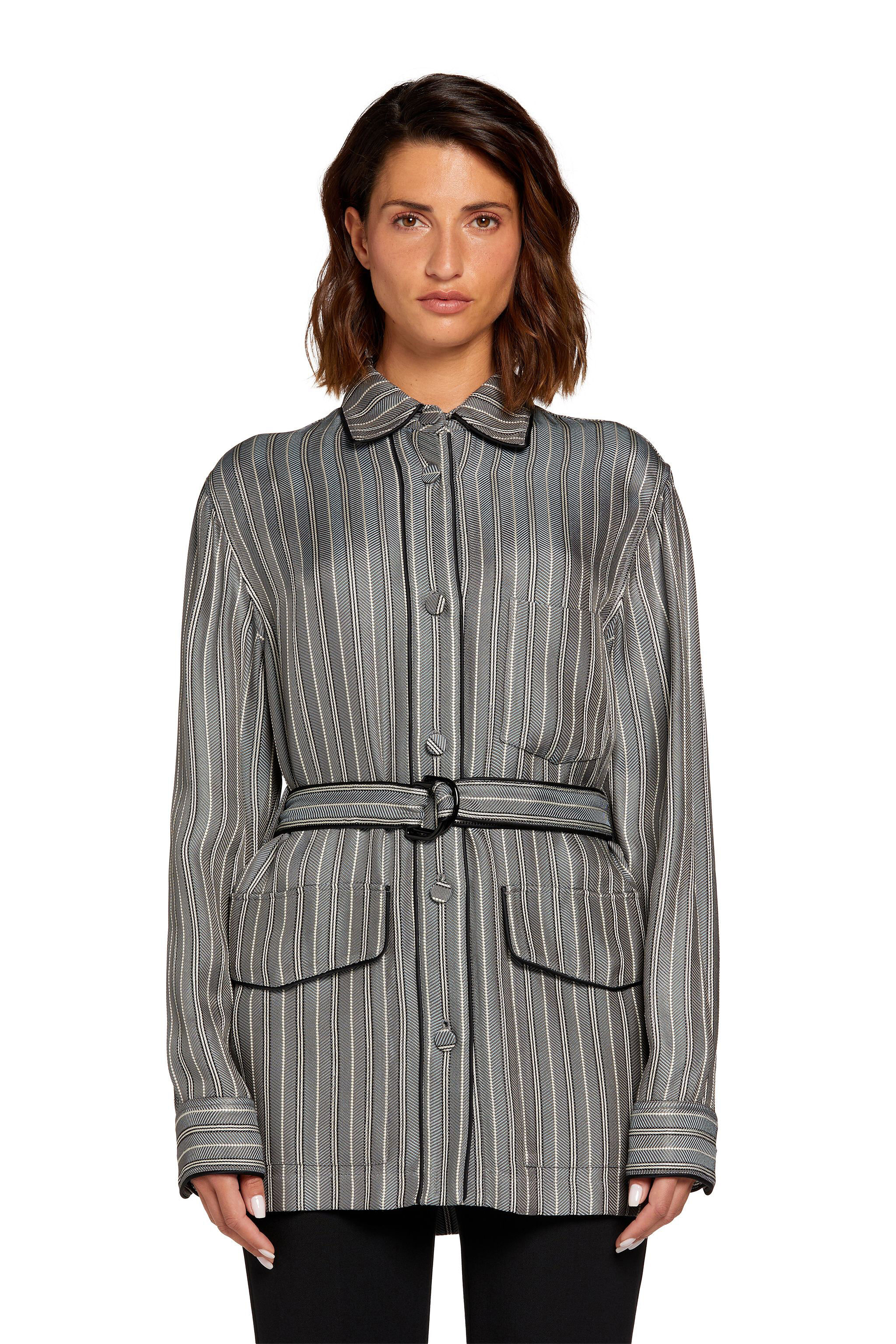 RC Striped Belted Shirt TAUPE/PEWTER IQT413-VI029