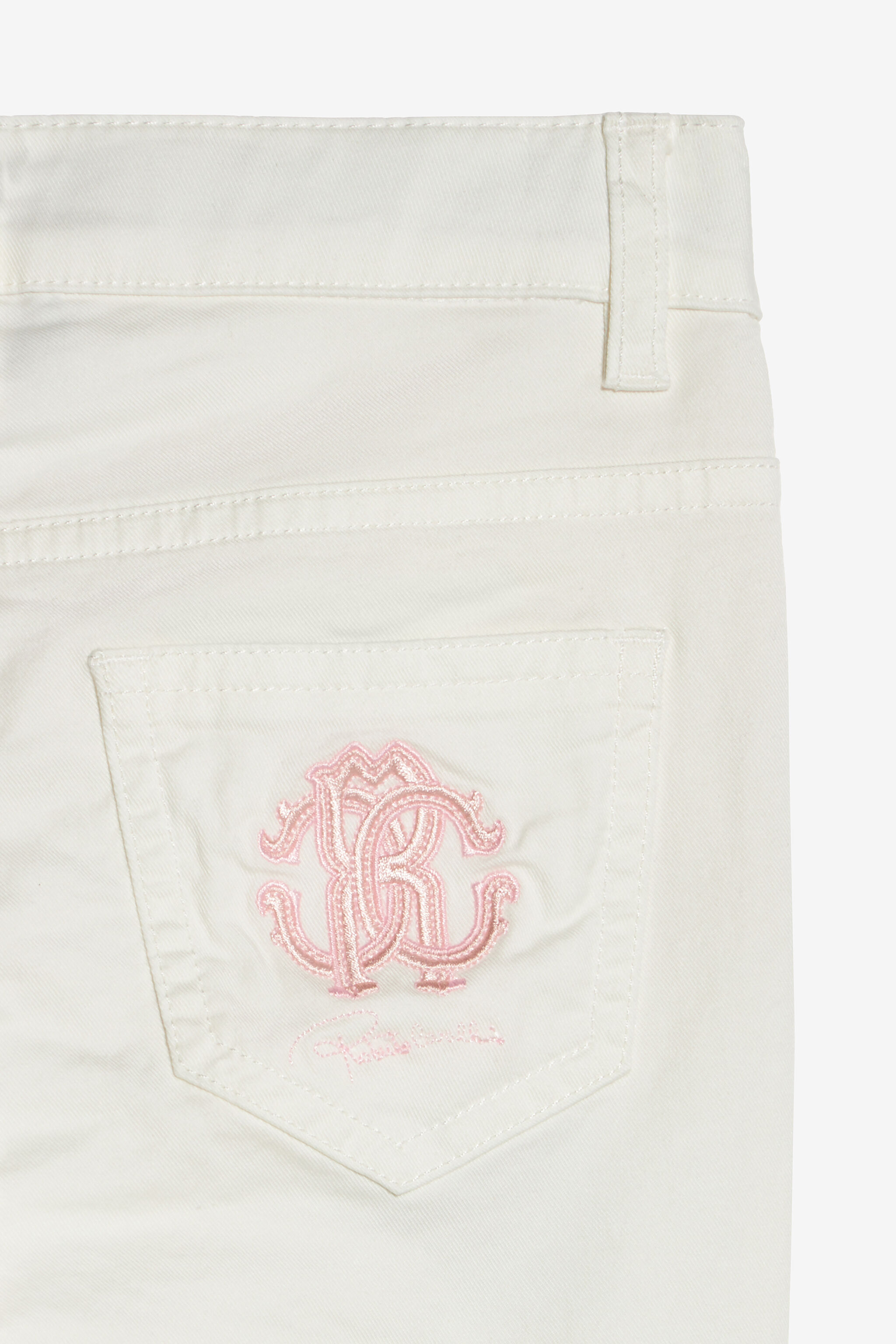 JU Pants With Embroidered Flowers MILKY WHITE UJT23I-CE036
