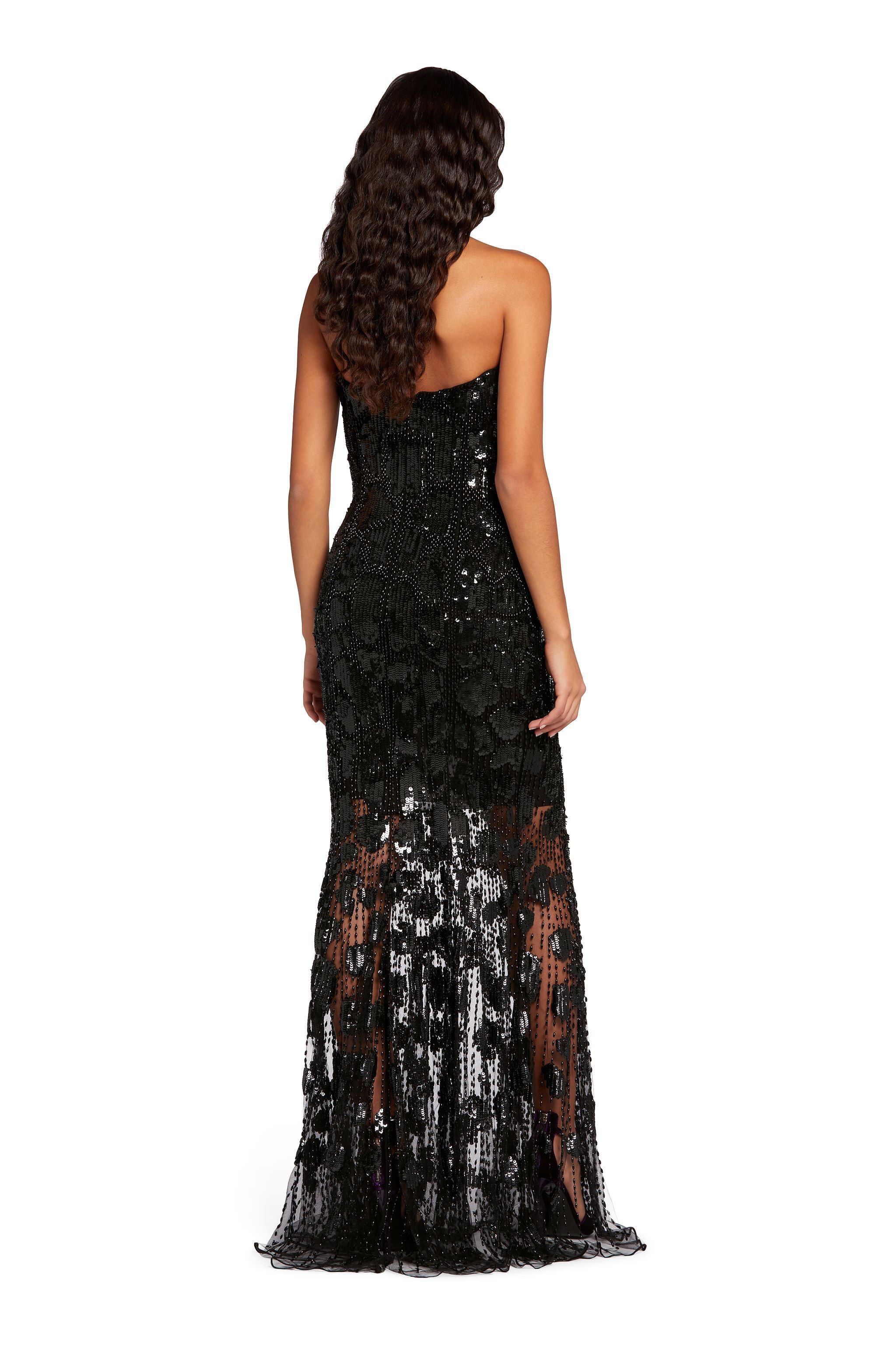 RC Bead-Embellished Giraffe Maxi Dress Black KQR135-RT020