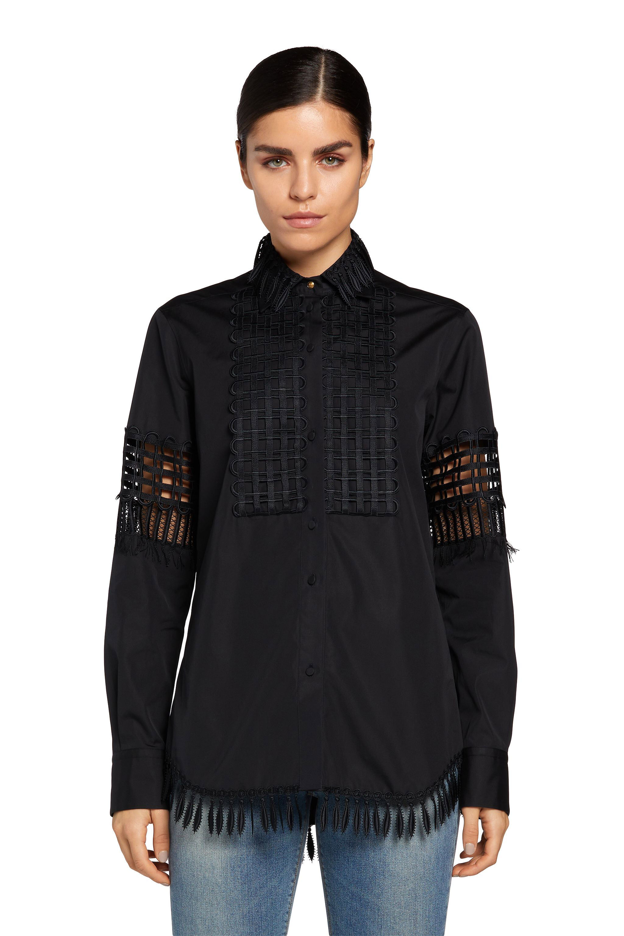 RC Crochet-Insert Cotton Shirt Black MQT706-CH054
