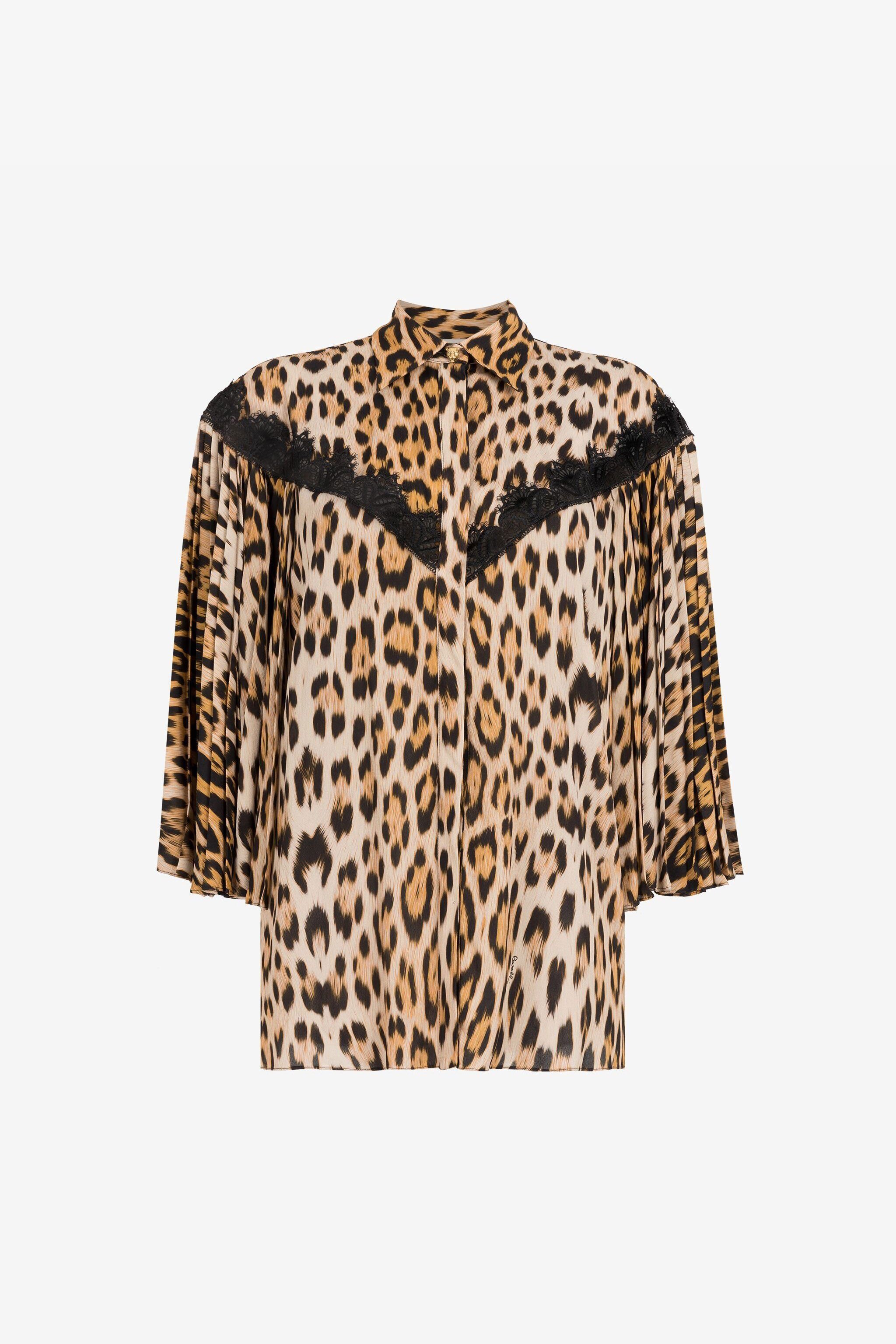 RC Lace-detailed leopard-print shirt Light Brown QKT730-FVF53
