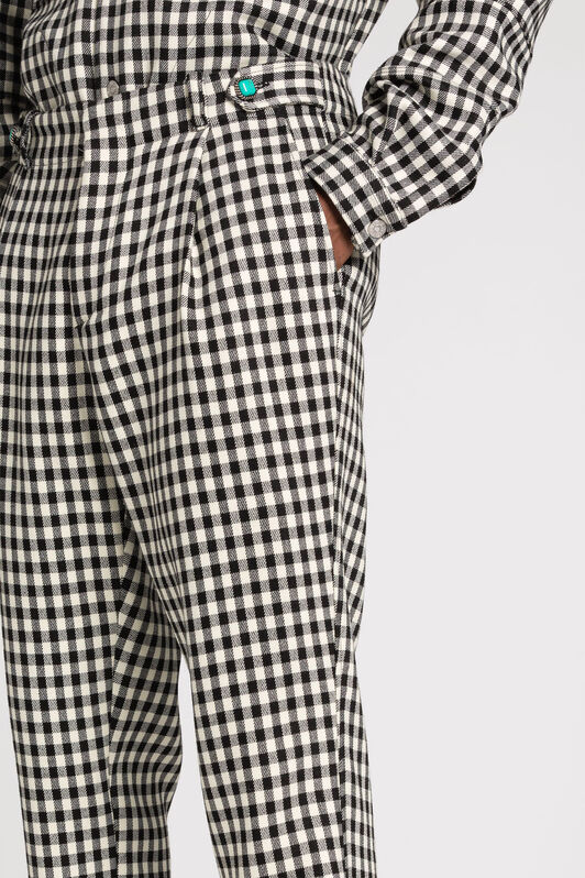 RC Gingham Straight-Leg Tailored Trousers Black/White RRT261-AIC02