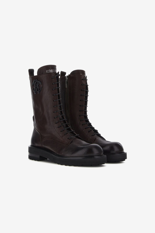RC Brown Leather Combat Boots Dark brown RRS039-PZ244