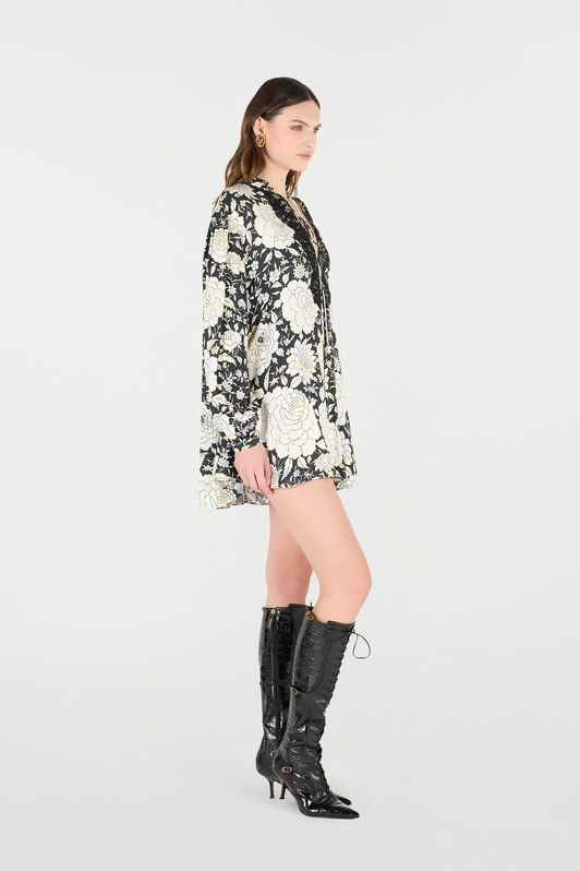 RC Mini Dress with Floral Print and Lace RC Mini Dress with Floral Print and Lace Black/White VQT134-LXP71