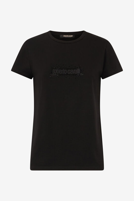 RC T-Shirt With Logo And Rhinestones Black UKT60S-JD061