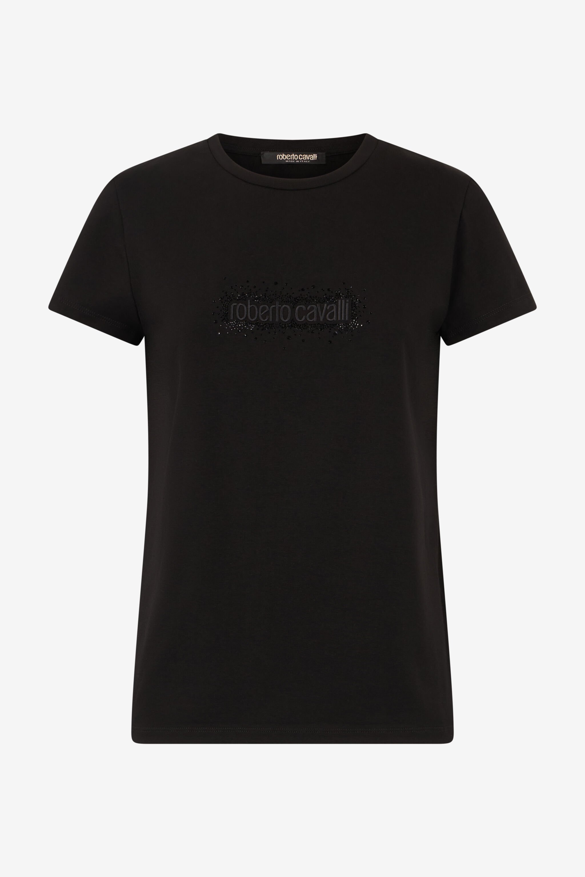 RC T-Shirt With Logo And Rhinestones Black UKT60S-JD061