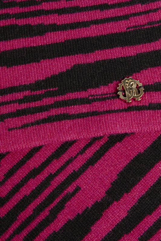 JU Zebra stripe cashmere blend scarf FUCHSIA/BLACK JJI012-MQ033