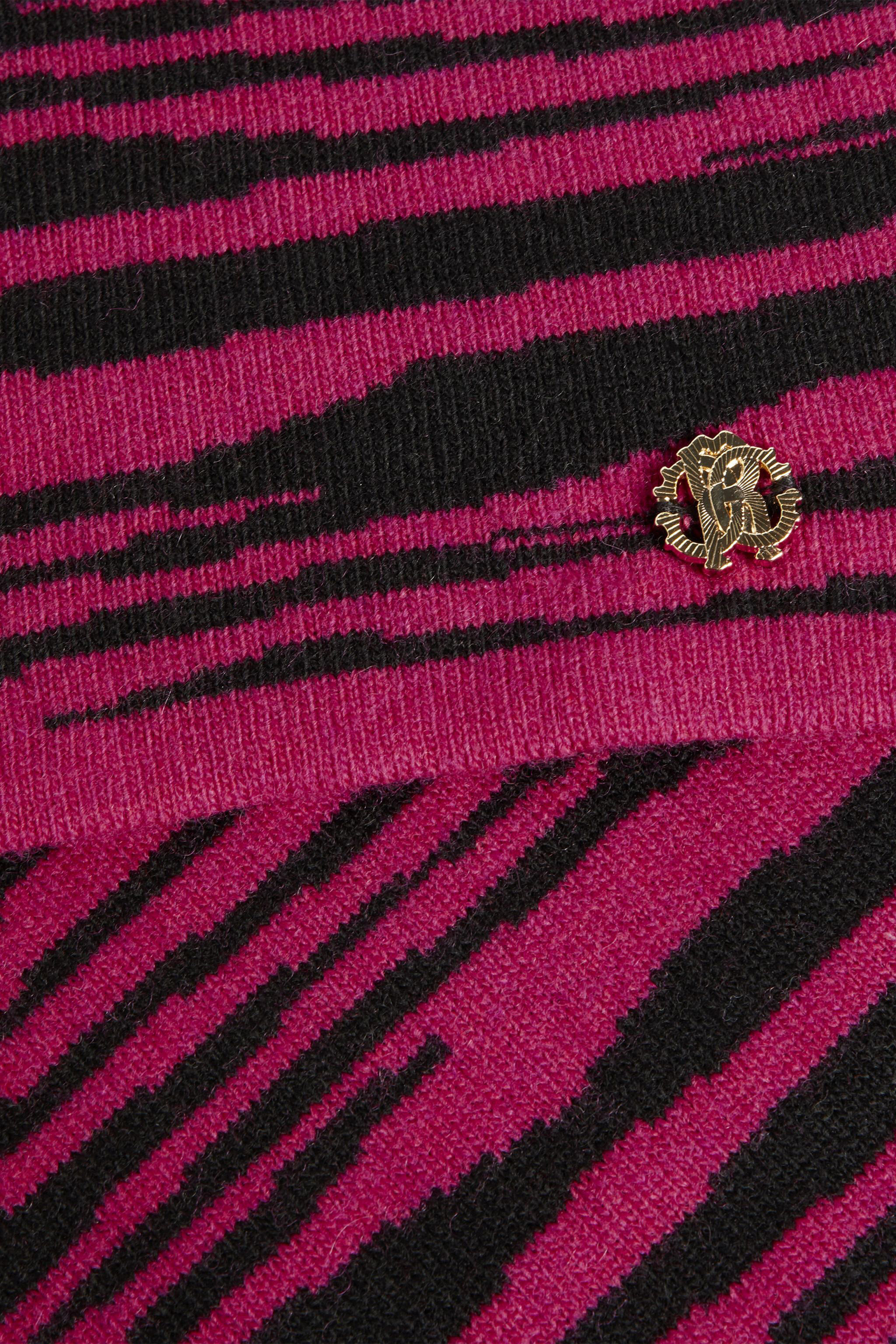 JU Zebra stripe cashmere blend scarf FUCHSIA/BLACK JJI012-MQ033