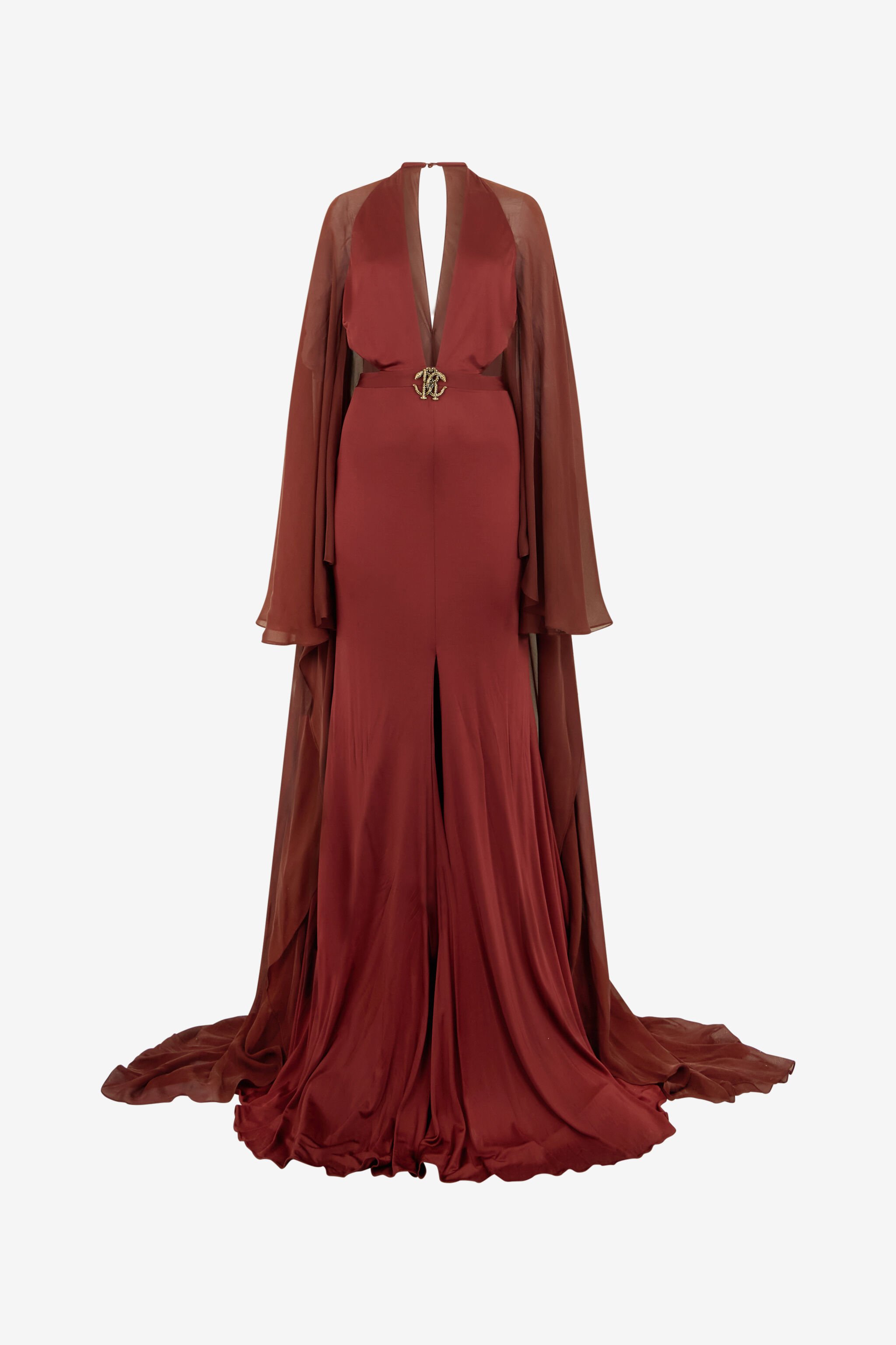 RC Burgundy Silk Maxi Dress 99999 SKT122-JJ036