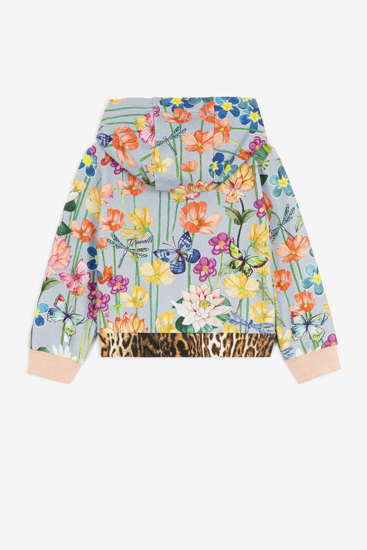 JU Flower-Print Zip Hoodie Light blue PJT952-5OF11