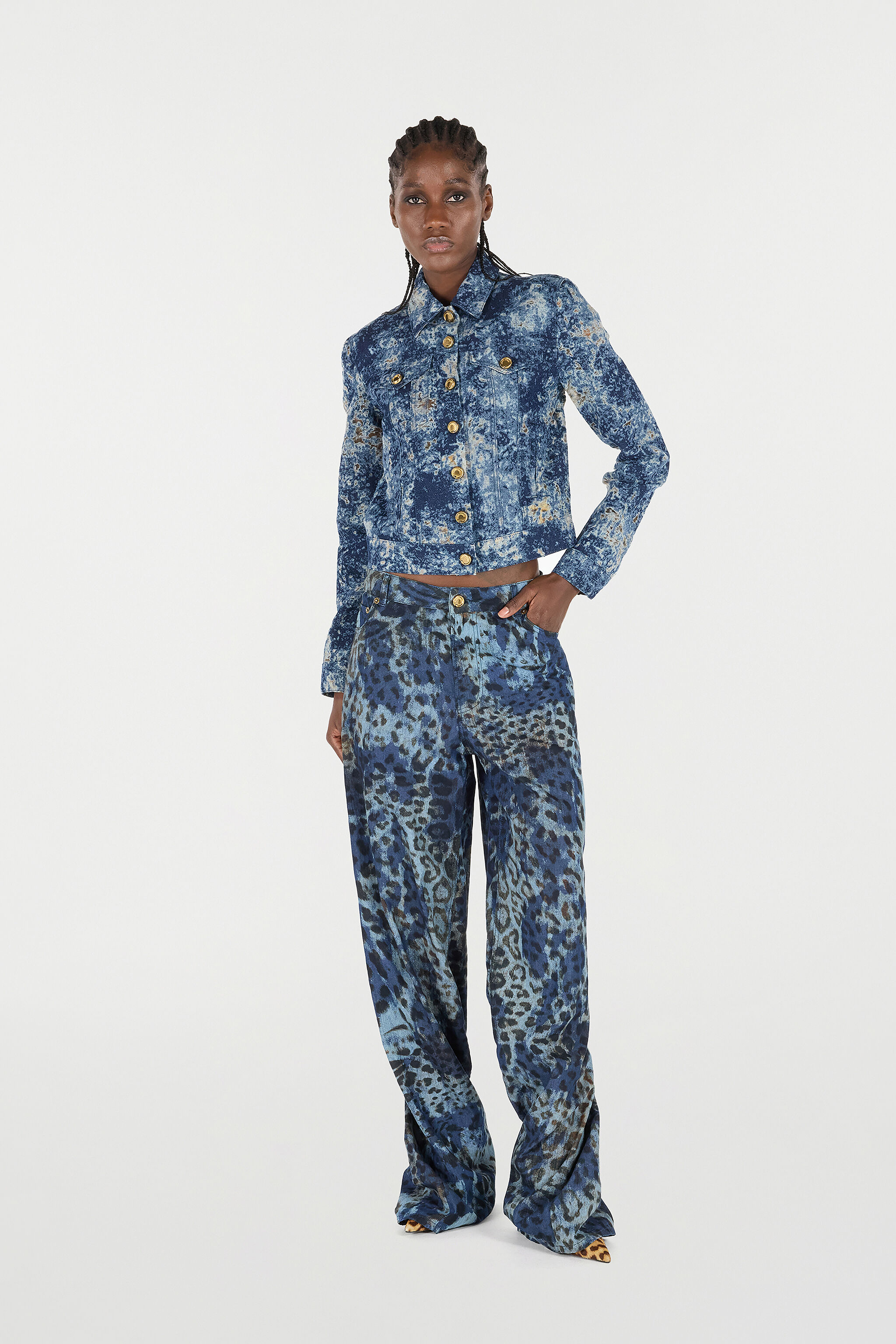 RC Jeans with Jaguar Skin Print BLU/CELESTE/MARRONE VKJ207-VT010