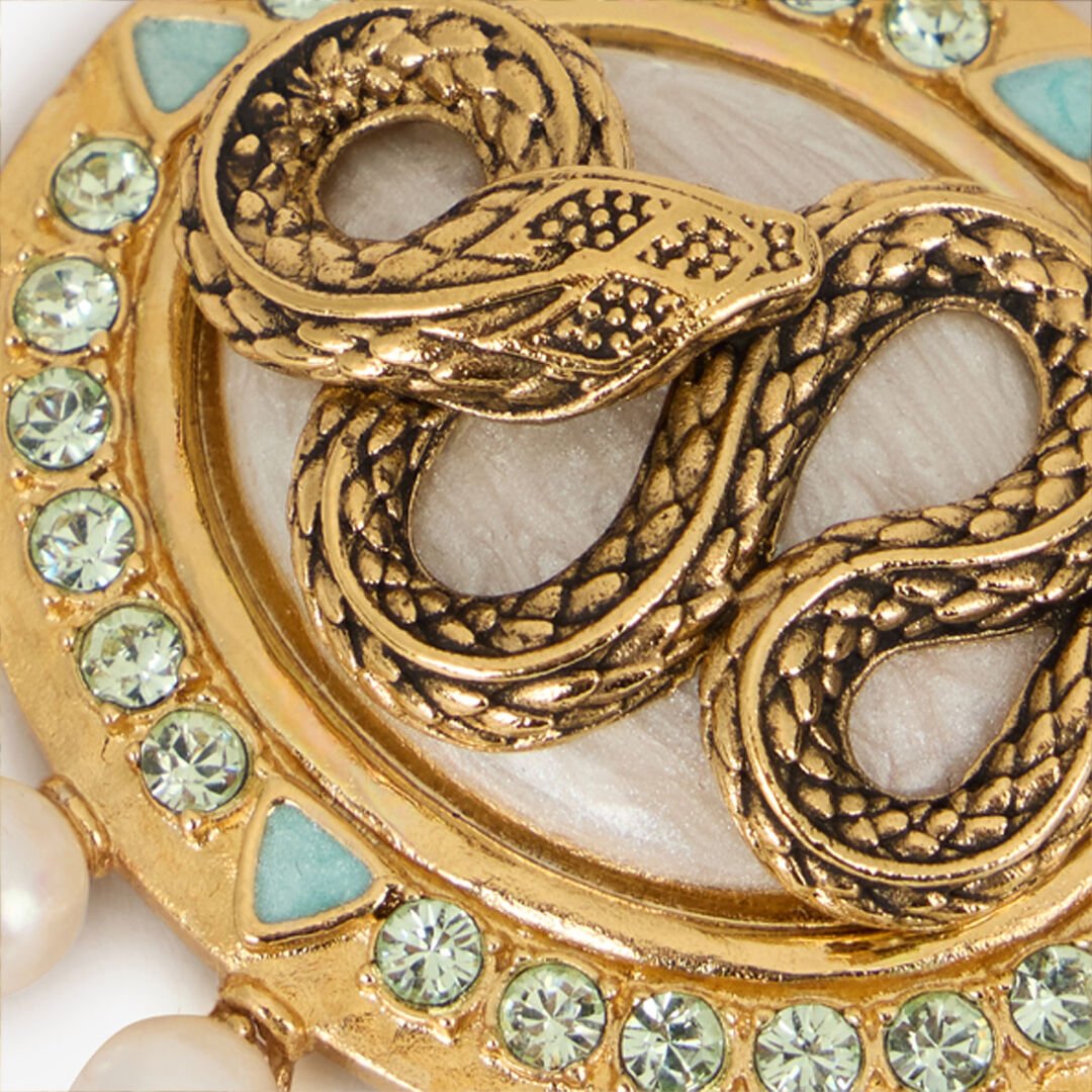RC Serpentine Gold Earrings GOLD/IVORY/CRYSTAL WQG002-AM127