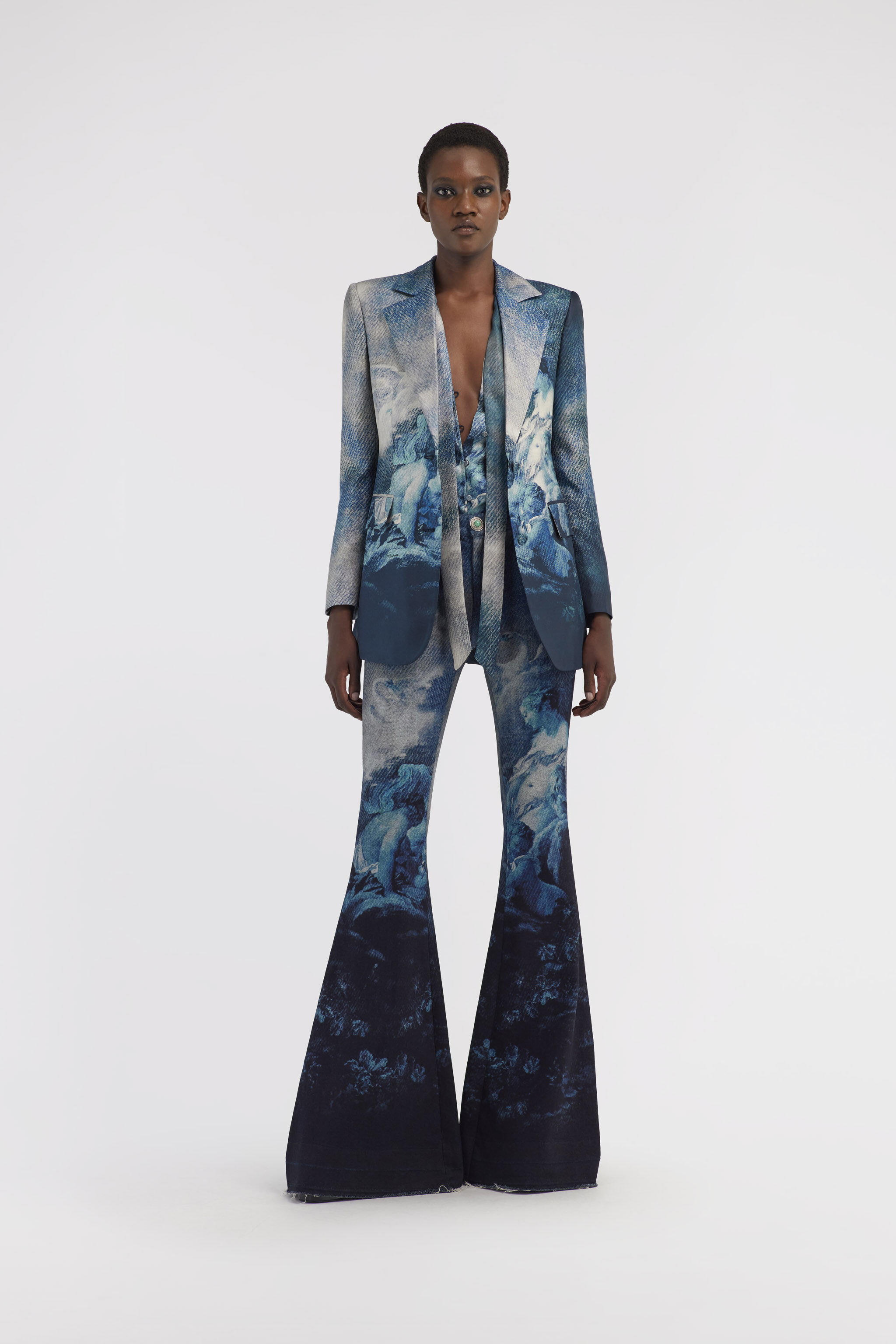 RC Camicia in seta stampa Wild Leda Blu scuro RWT705-4QI16