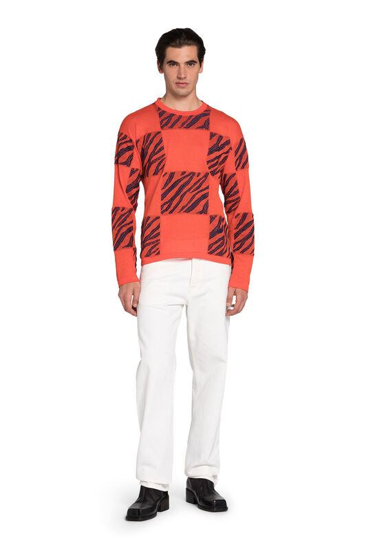 RC Zebra Check-Jacquard Sweater BRIGHT JASPER/INDIGO INM614-ME004