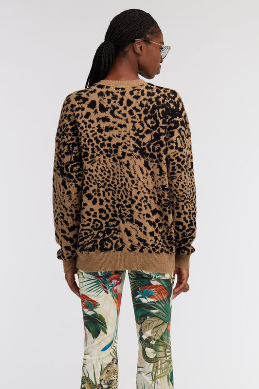 RC Sweater with Monogram RC and Jaguar Skin print Brown SKM605-MQ033